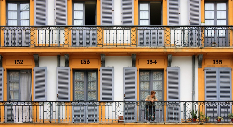 The numbered balconies of the Plaza de la Constitución in San Sebastián